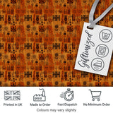 Tribal Symbol Patchwork with African Inspired in Warm Orange and Brown Tones Digital Print Fabric by the Metre UK Sewing Quilting Textile