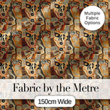 Abstract Tribal Line Art Pattern with Organic Shapes in Earthy Orange and Beige Digital Print Fabric by the Metre UK Sewing Quilting Textile