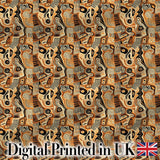 Abstract Tribal Line Art Pattern with Organic Shapes in Earthy Orange and Beige Digital Print Fabric by the Metre UK Sewing Quilting Textile