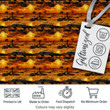 Textured African Landscape with Sunset Scene and Silhouettes in Warm Hues Digital Print Fabric by the Metre UK Sewing Quilting Textile