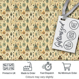 Tribal Geometric Pattern with Arrows Circles and Symbols in Soft Earthy Colours Digital Print Fabric by the Metre UK Sewing Quilting Textile