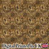 Vintage Tribal Illustration Pattern with Hand Drawn Symbols in Sepia Tones Digital Print Fabric by the Metre UK Sewing Quilting Textile