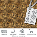Vintage Tribal Illustration Pattern with Hand Drawn Symbols in Sepia Tones Digital Print Fabric by the Metre UK Sewing Quilting Textile