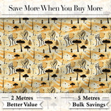 Minimalist African Savanna Pattern with Trees Wildlife and Village Silhouettes Digital Print Fabric by the Metre UK Sewing Quilting Textile