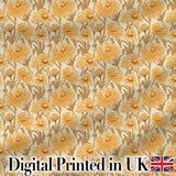 Dense Golden Chrysanthemum Floral Pattern with Dark Foliage Background Digital Print Fabric by the Metre UK Sewing Quilting Textile