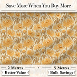 Dense Golden Chrysanthemum Floral Pattern with Dark Foliage Background Digital Print Fabric by the Metre UK Sewing Quilting Textile