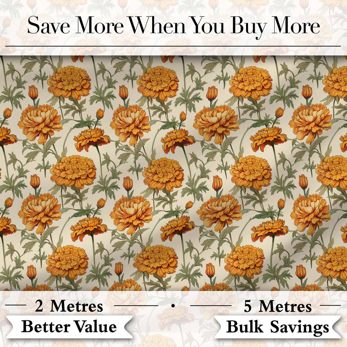 Elegant Orange Chrysanthemum Floral  with Soft Shading Digital Print Fabric by the Metre UK Sewing Quilting Textile