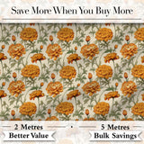 Elegant Orange Chrysanthemum Floral  with Soft Shading Digital Print Fabric by the Metre UK Sewing Quilting Textile