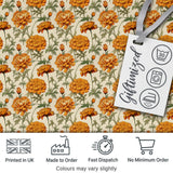 Elegant Orange Chrysanthemum Floral  with Soft Shading Digital Print Fabric by the Metre UK Sewing Quilting Textile