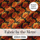 Rich Autumn Floral Pattern with Orange and Rust Chrysanthemums in Full Bloom Digital Print Fabric by the Metre UK Sewing Quilting Textile