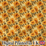 Chrysanthemum Floral  on Light Neutral Background with Fine Details Digital Print Fabric by the Metre UK Sewing Quilting Textile