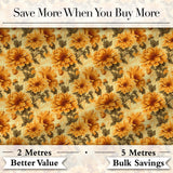 Chrysanthemum Floral  on Light Neutral Background with Fine Details Digital Print Fabric by the Metre UK Sewing Quilting Textile