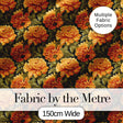 Chrysanthemum Floral  on Dark Background with High Contrast Petals Digital Print Fabric by the Metre UK Sewing Quilting Textile