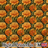 Chrysanthemum Floral  on Dark Background with High Contrast Petals Digital Print Fabric by the Metre UK Sewing Quilting Textile