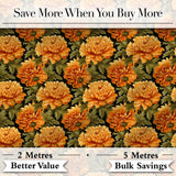Chrysanthemum Floral  on Dark Background with High Contrast Petals Digital Print Fabric by the Metre UK Sewing Quilting Textile