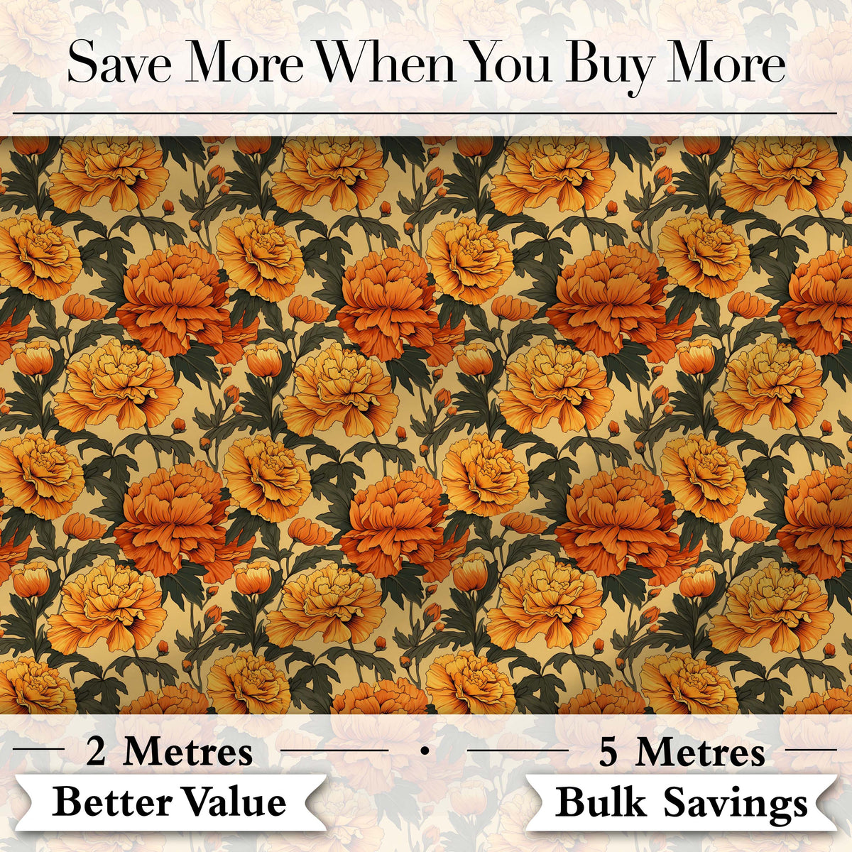 Layered Autumn Chrysanthemum Floral Pattern with Mixed Orange and Yellow Blooms Digital Print Fabric by the Metre UK Sewing Quilting Textile