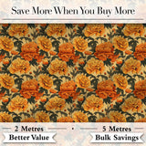 Layered Autumn Chrysanthemum Floral Pattern with Mixed Orange and Yellow Blooms Digital Print Fabric by the Metre UK Sewing Quilting Textile
