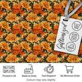 Layered Autumn Chrysanthemum Floral Pattern with Mixed Orange and Yellow Blooms Digital Print Fabric by the Metre UK Sewing Quilting Textile