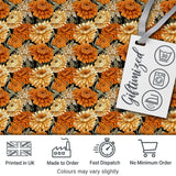 Soft Watercolour Orange Floral Pattern on Cream Background with Delicate Stems Digital Print Fabric by the Metre UK Sewing Quilting Textile
