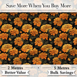 Rich Marigold Style Orange Floral Pattern with Dark Foliage Background Digital Print Fabric by the Metre UK Sewing Quilting Textile
