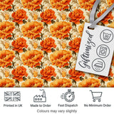 Vibrant Orange Blossom Floral Pattern with Layered Petals and Warm Tones Digital Print Fabric by the Metre UK Sewing Quilting Textile