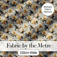 Classic Ivory Orchid Floral  with Detailed Leaves Muted Blue Background Digital Print Fabric by the Metre UK Sewing Quilting Textile