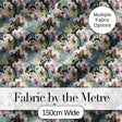 Tropical Orchid Floral  with Cream and Pink Blooms Soft Blue Background Digital Print Fabric by the Metre UK Sewing Quilting Textile
