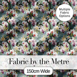Tropical Orchid Floral  with Cream and Pink Blooms Soft Blue Background Digital Print Fabric by the Metre UK Sewing Quilting Textile
