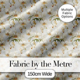 Cream Orchid Floral  Soft Neutral Background Delicate Botanical Detail Digital Print Fabric by the Metre UK Sewing Quilting Textile
