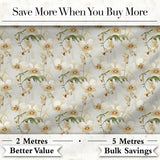 Cream Orchid Floral  Soft Neutral Background Delicate Botanical Detail Digital Print Fabric by the Metre UK Sewing Quilting Textile