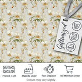 Cream Orchid Floral  Soft Neutral Background Delicate Botanical Detail Digital Print Fabric by the Metre UK Sewing Quilting Textile