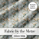 Vintage Orchid Branch Floral Pattern on Textured Blue Distressed Background Digital Print Fabric by the Metre UK Sewing Quilting Textile