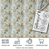 Vintage Orchid Branch Floral Pattern on Textured Blue Distressed Background Digital Print Fabric by the Metre UK Sewing Quilting Textile