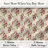 Orchid Blossom  with Subtle Watercolour Effect on Light Background Digital Print Fabric by the Metre UK Sewing Quilting Textile