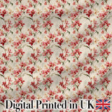 Soft Pink Orchid Blossom on Cream Vintage Background Floral Design Digital Print Fabric by the Metre UK Sewing Quilting Textile