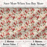 Soft Pink Orchid Blossom on Cream Vintage Background Floral Design Digital Print Fabric by the Metre UK Sewing Quilting Textile
