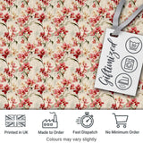 Soft Pink Orchid Blossom on Cream Vintage Background Floral Design Digital Print Fabric by the Metre UK Sewing Quilting Textile