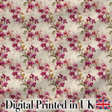 Blush Pink Orchid Sprays on Textured Neutral Background Elegant Floral Digital Print Fabric by the Metre UK Sewing Quilting Textile