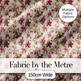 Pink Orchid Garden Floral Pattern on Light Cream Background Digital Print Fabric by the Metre UK Sewing Quilting Textile