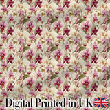 Pink Orchid Garden Floral Pattern on Light Cream Background Digital Print Fabric by the Metre UK Sewing Quilting Textile