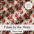 Deep Red Orchid Floral Pattern on Vintage Neutral Background Digital Print Fabric by the Metre UK Sewing Quilting Textile