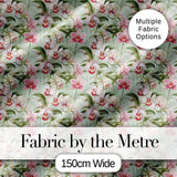 Soft Pink and White Orchid Pattern on Light Green Background Digital Print Fabric by the Metre UK Sewing Quilting Textile