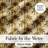 Vintage Sepia Palm Tree Tropical Pattern on Beige Background Coastal Style Digital Print Fabric by the Metre UK Sewing Quilting Textile