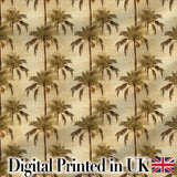 Vintage Sepia Palm Tree Tropical Pattern on Beige Background Coastal Style Digital Print Fabric by the Metre UK Sewing Quilting Textile