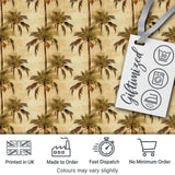 Vintage Sepia Palm Tree Tropical Pattern on Beige Background Coastal Style Digital Print Fabric by the Metre UK Sewing Quilting Textile