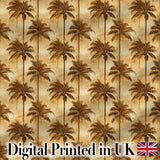 Warm Brown Vintage Palm Tree Repeat Pattern on Aged Beige Background Digital Print Fabric by the Metre UK Sewing Quilting Textile