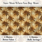 Warm Brown Vintage Palm Tree Repeat Pattern on Aged Beige Background Digital Print Fabric by the Metre UK Sewing Quilting Textile