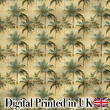 Muted Coastal Palm Tree Pattern in Soft Green and Beige Tones Digital Print Fabric by the Metre UK Sewing Quilting Textile