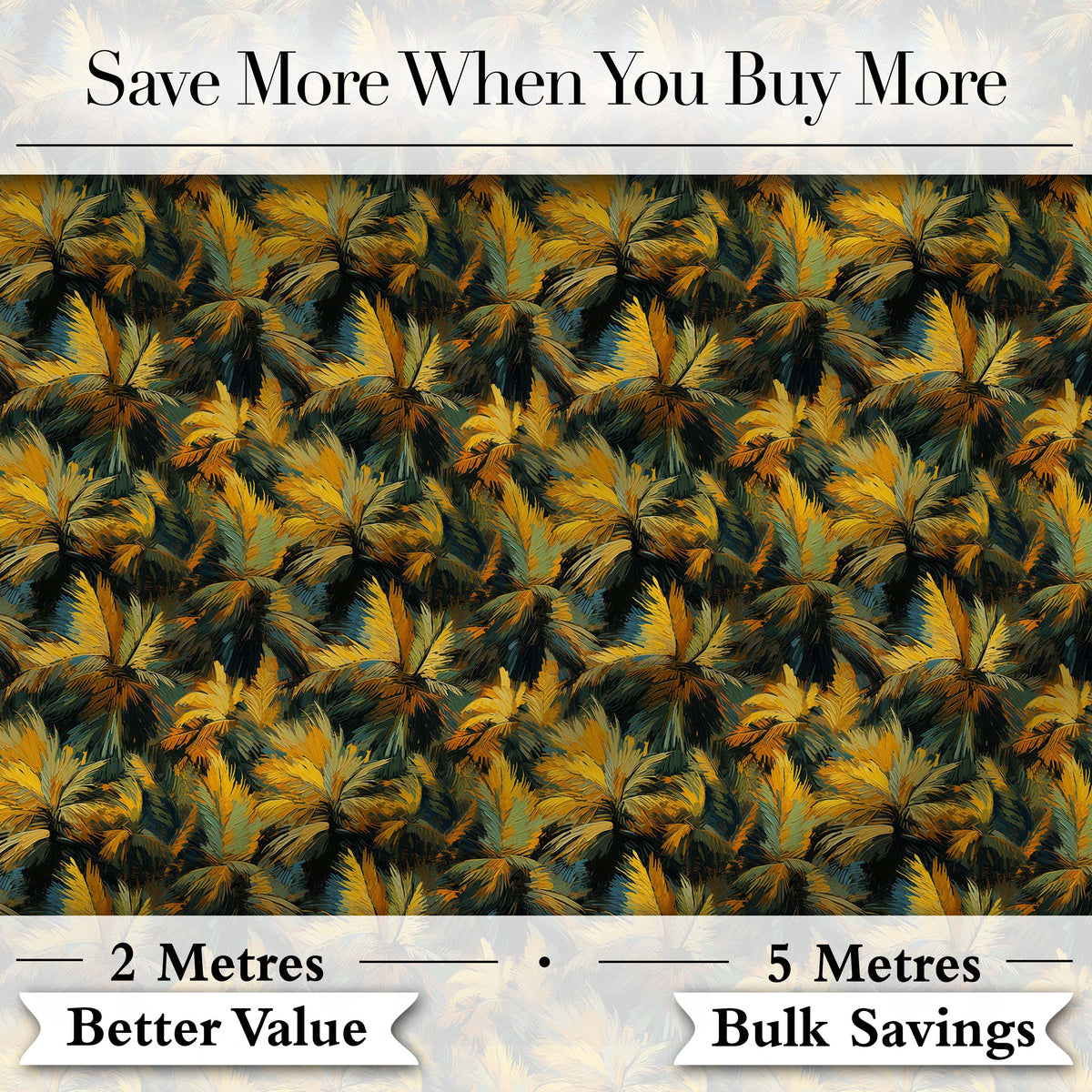 Dark Tropical Palm Leaf Pattern in Rich Green and Ochre Tones Digital Print Fabric by the Metre UK Sewing Quilting Textile