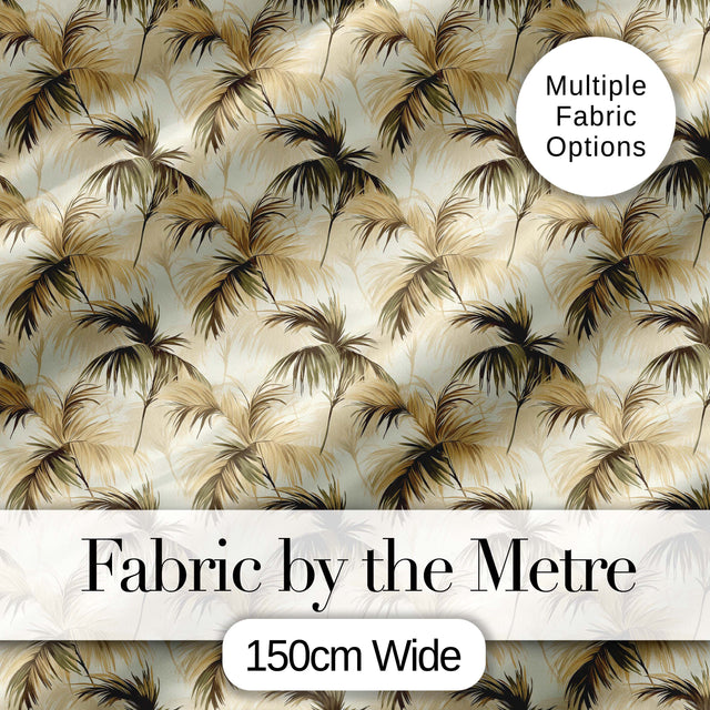 Neutral Palm Leaf Silhouette Pattern in Soft Beige and Brown Tones Digital Print Fabric by the Metre UK Sewing Quilting Textile